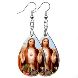 Catholic Jesus sacred heart earrings